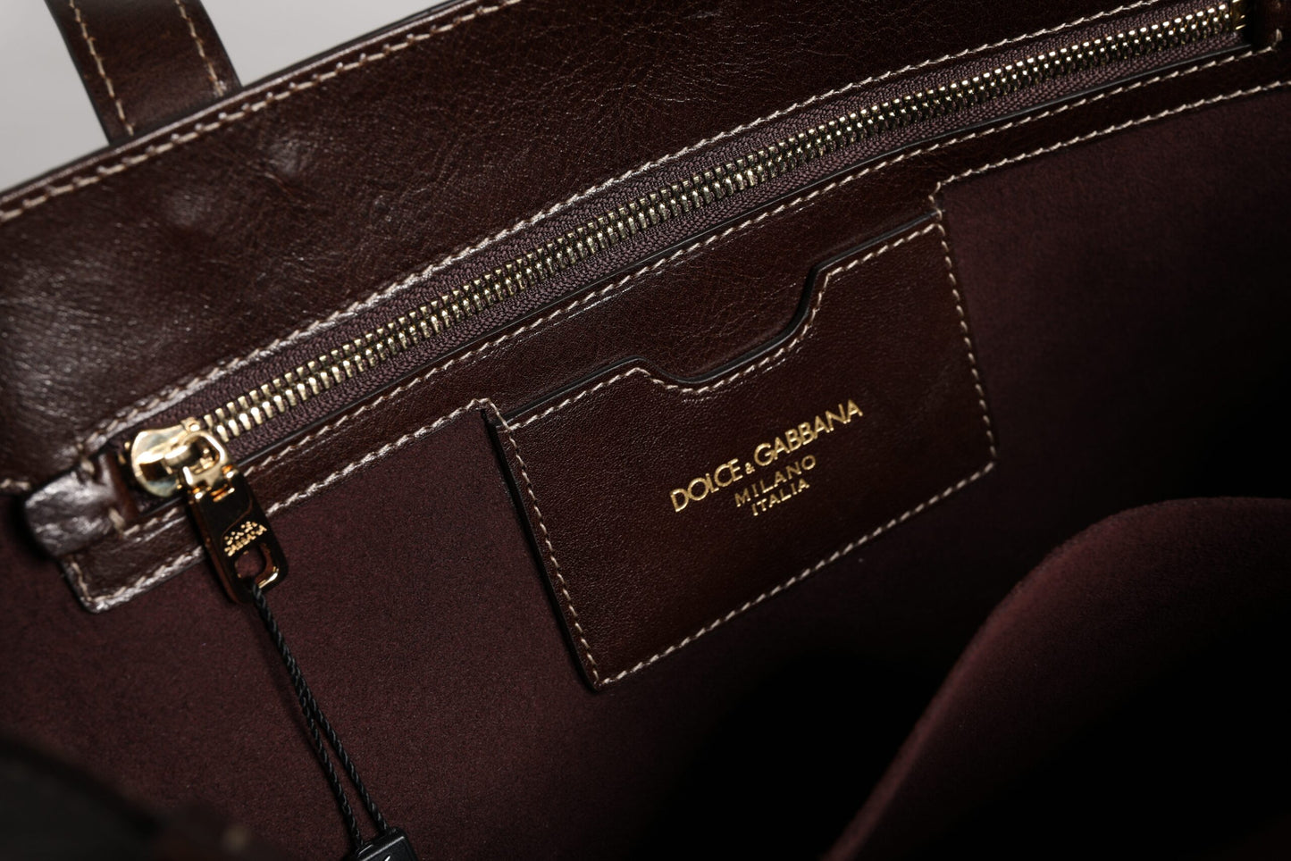 D&G Sac fourre-tout à bandoulière en cuir léopard marron