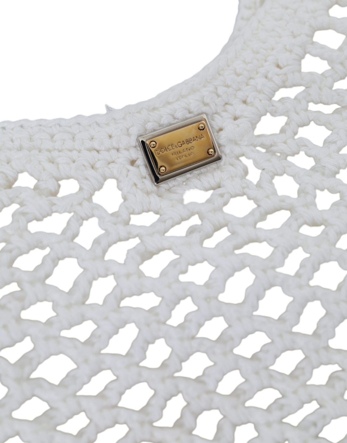 D&G Sac fourre-tout en coton tricoté blanc et vert avec logo