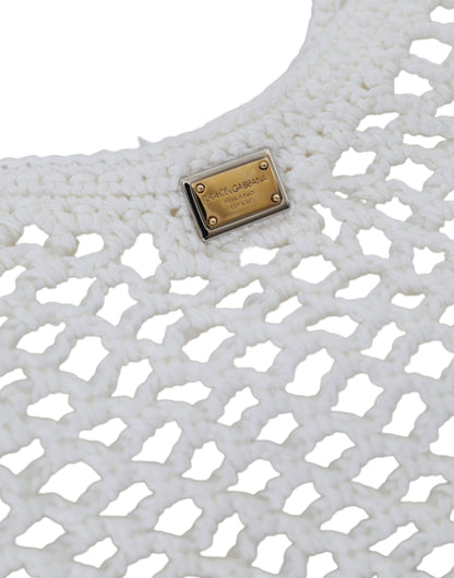 D&G Sac fourre-tout en coton tricoté blanc et vert avec logo