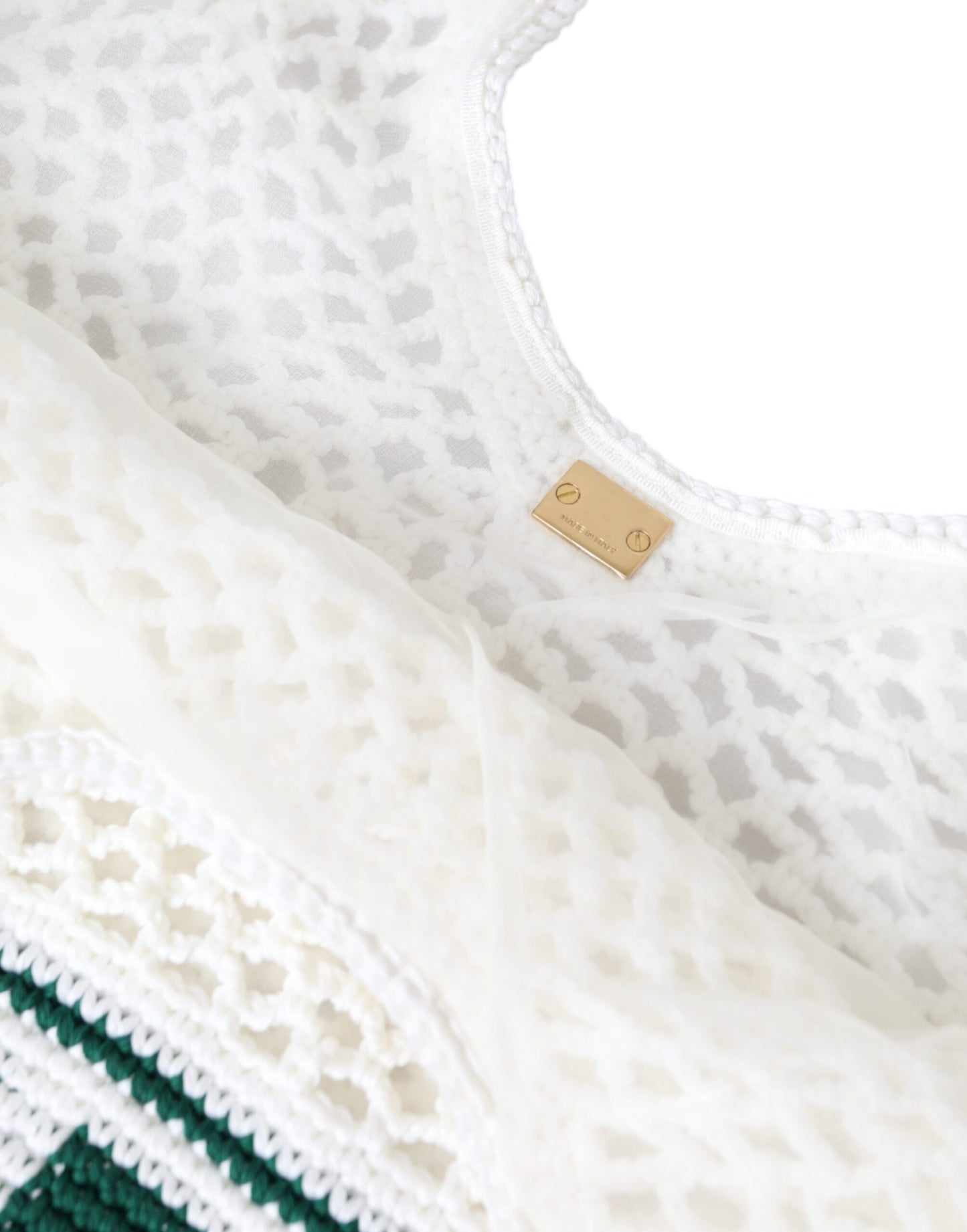 D&G Sac fourre-tout en coton tricoté blanc et vert avec logo