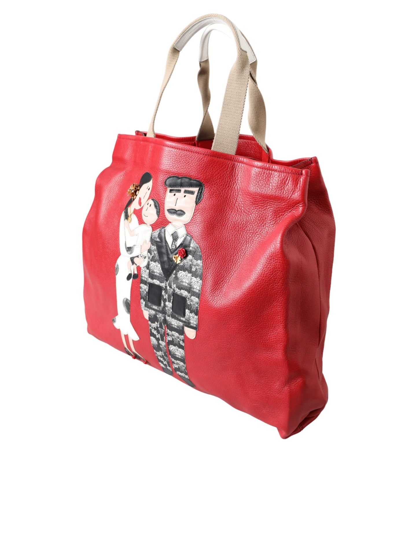 D&G Sac fourre-tout en cuir rouge avec patch #DGFamily