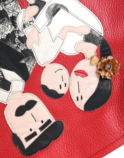 D&G Sac fourre-tout en cuir rouge avec patch #DGFamily