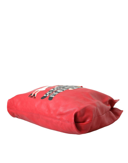 D&G Sac fourre-tout en cuir rouge avec patch #DGFamily
