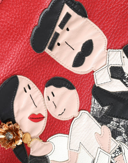 D&G Sac fourre-tout en cuir rouge avec patch #DGFamily