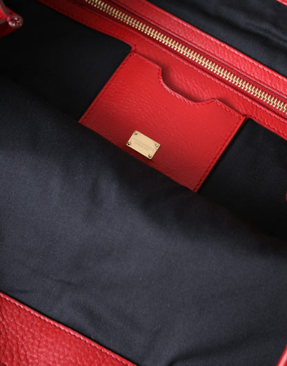 D&G Sac fourre-tout en cuir rouge avec patch #DGFamily
