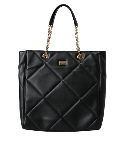 D&G Sac cabas matelassé en cuir noir JUNGLE