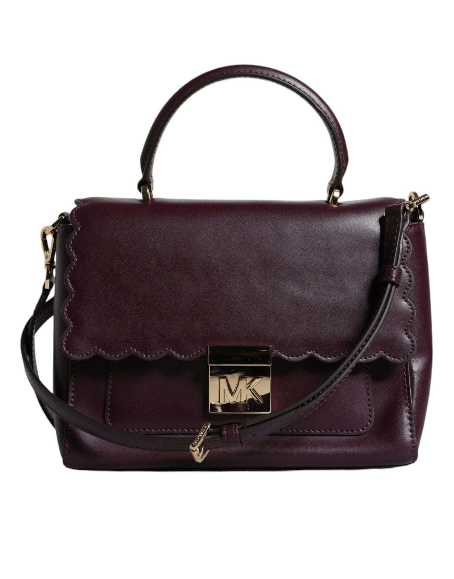 MK17 Sac bandoulière MINDY en cuir violet avec plaque logo