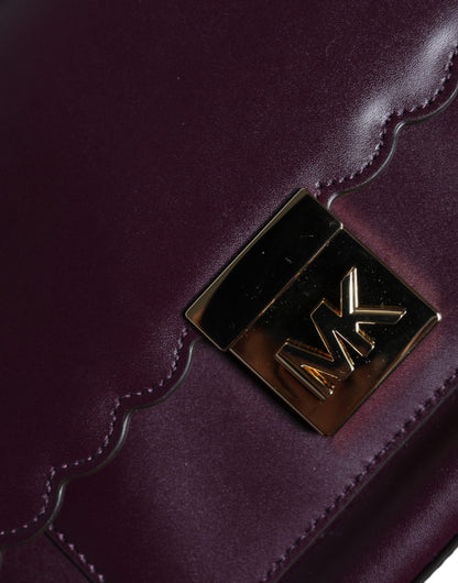 MK17 Sac bandoulière MINDY en cuir violet avec plaque logo
