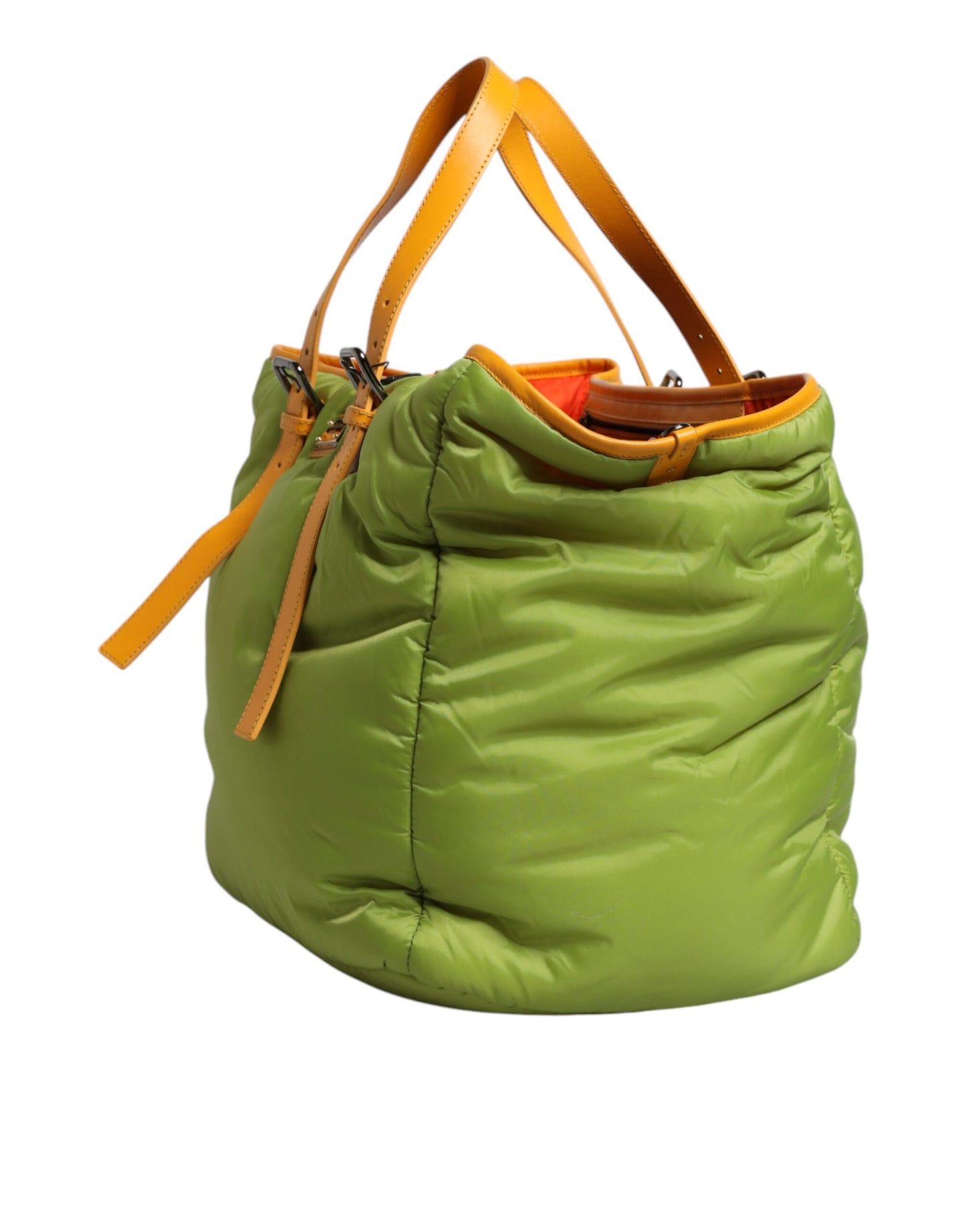 D&G Sac fourre-tout à bandoulière rembourré en nylon vert avec plaque logo