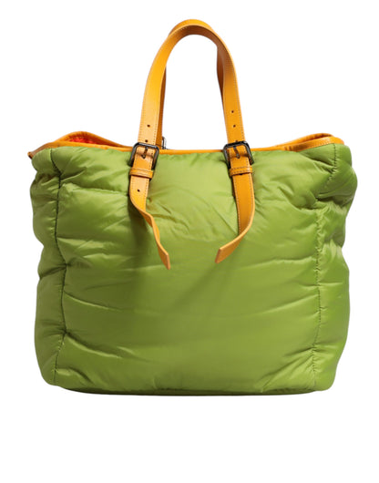 D&G Sac fourre-tout à bandoulière rembourré en nylon vert avec plaque logo