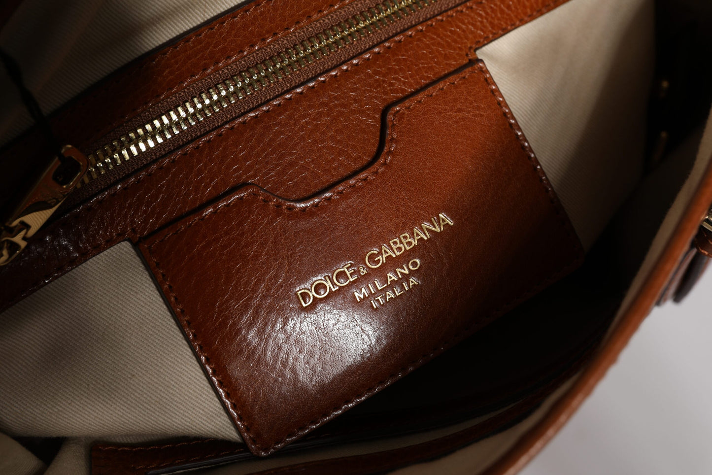 D&G Sac fourre-tout à bandoulière en cuir léopard marron