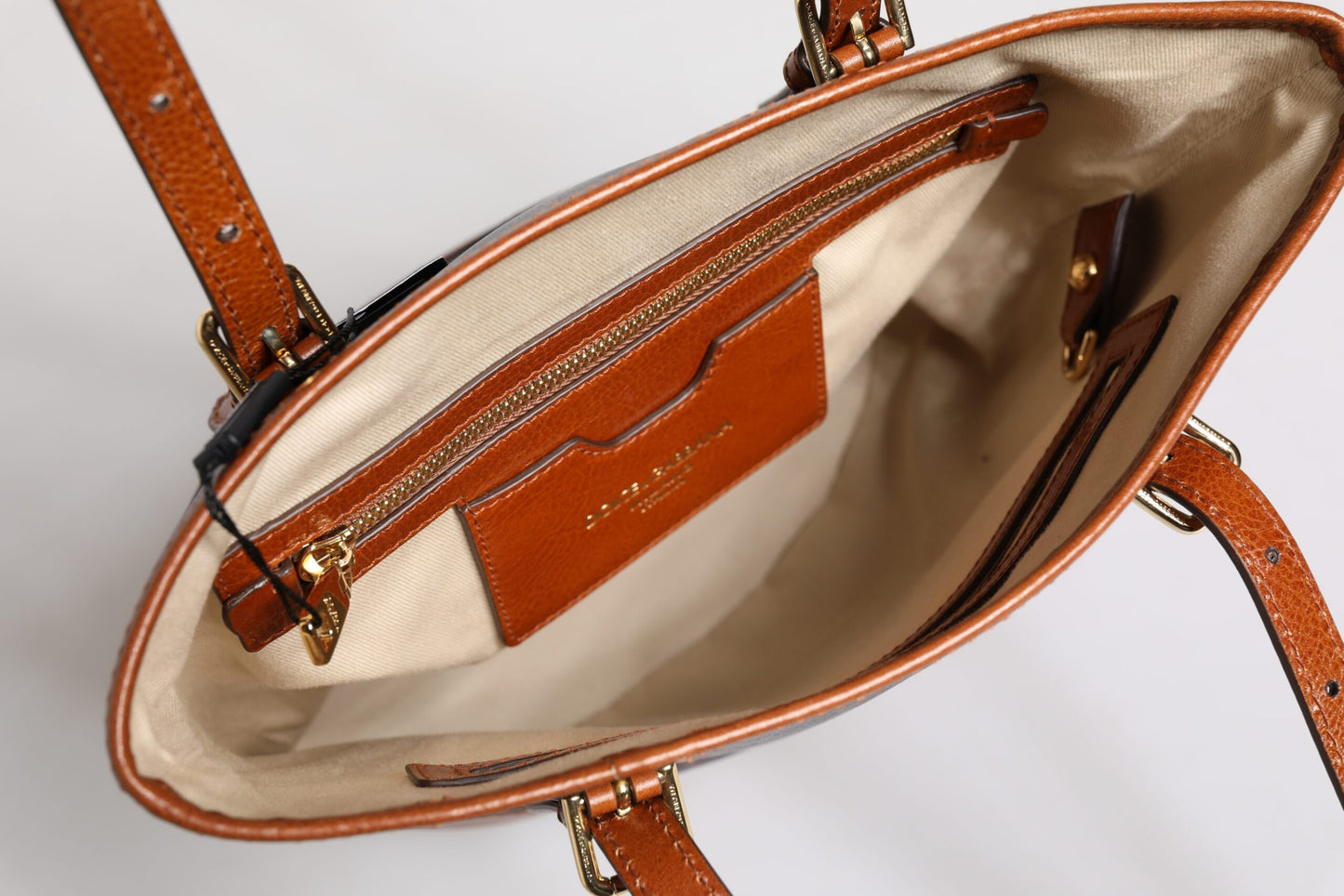 D&G Sac fourre-tout à bandoulière en cuir léopard marron