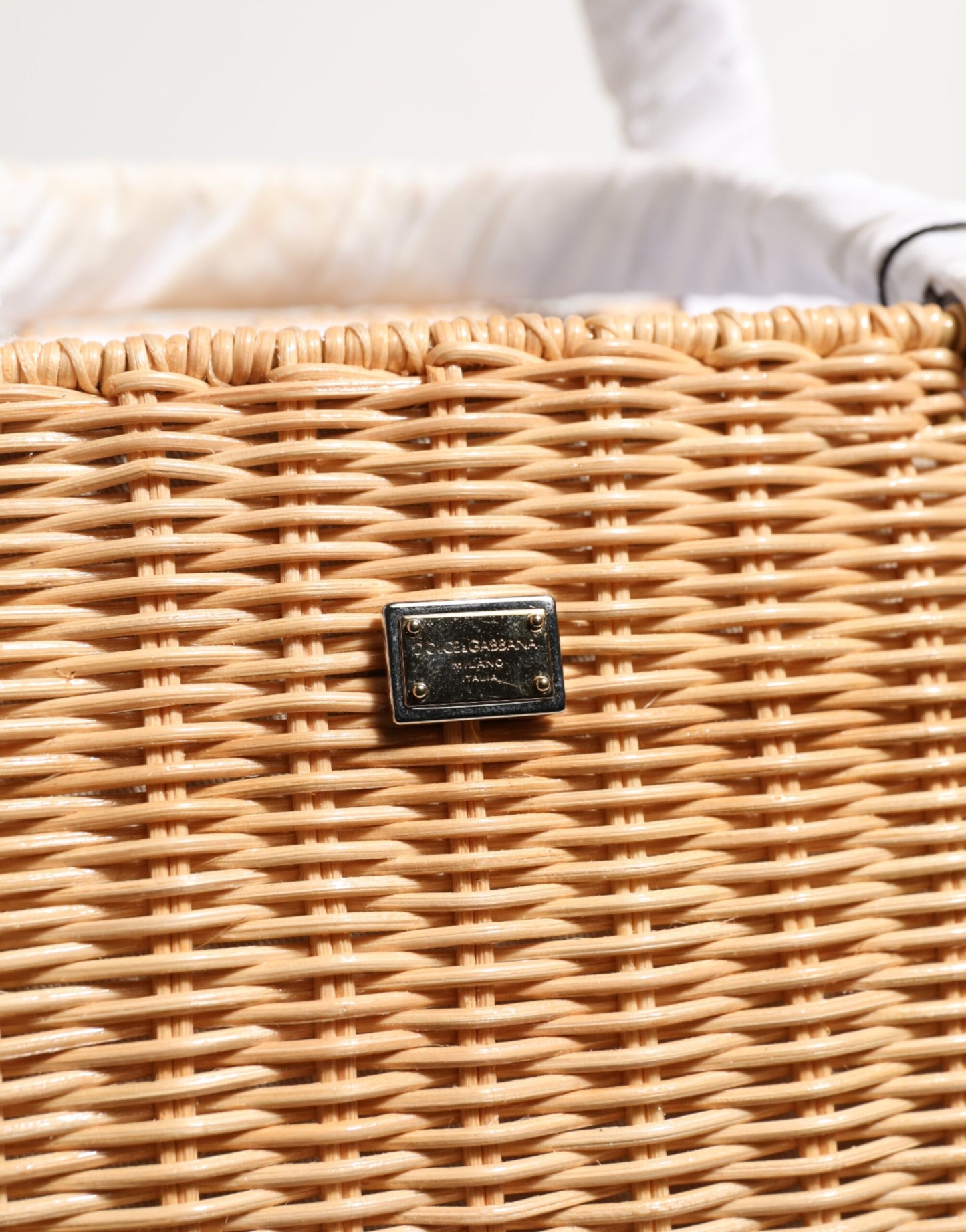 D&G Sac fourre-tout en fibre beige avec panier à légumes