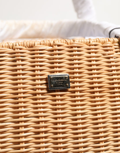 D&G Sac fourre-tout en fibre beige avec panier à légumes