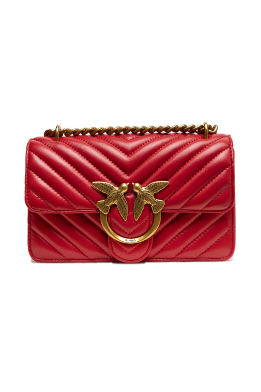 Sac bandoulière Love One Mini en cuir rouge